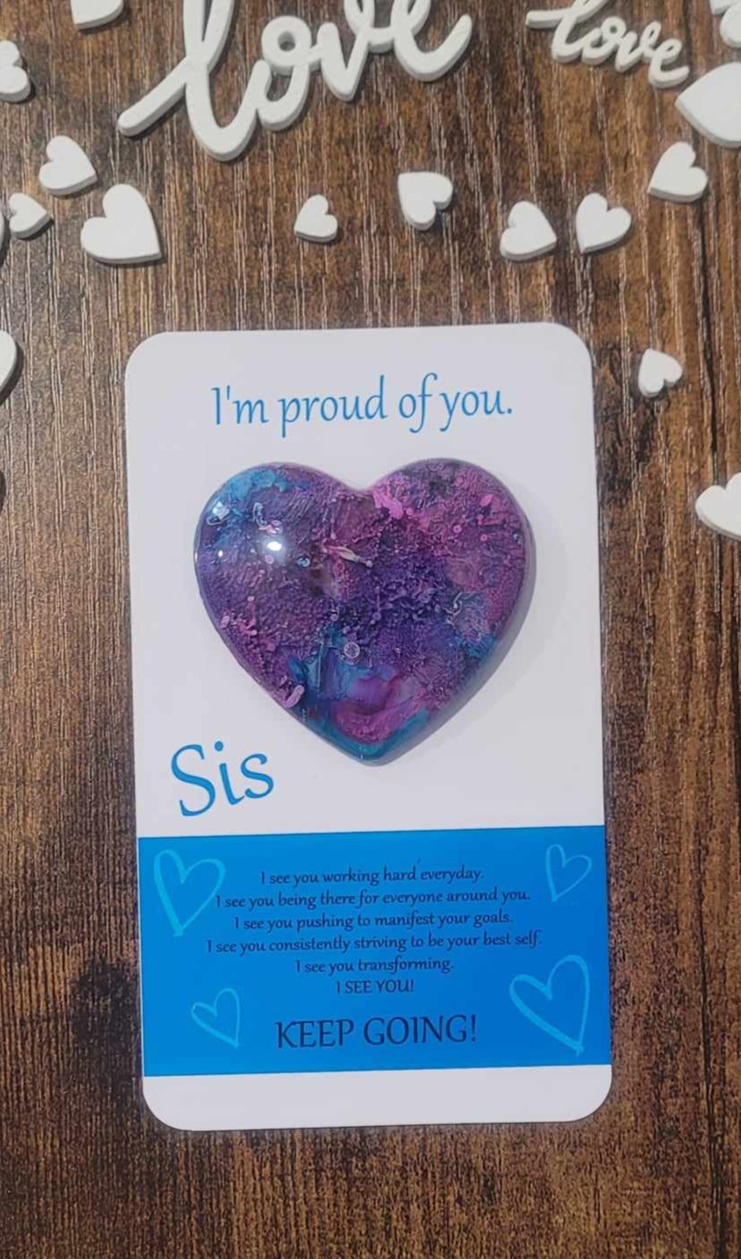 Heart Hugs for Sis- Pocket Hugs, encouragement, Sisters, various options