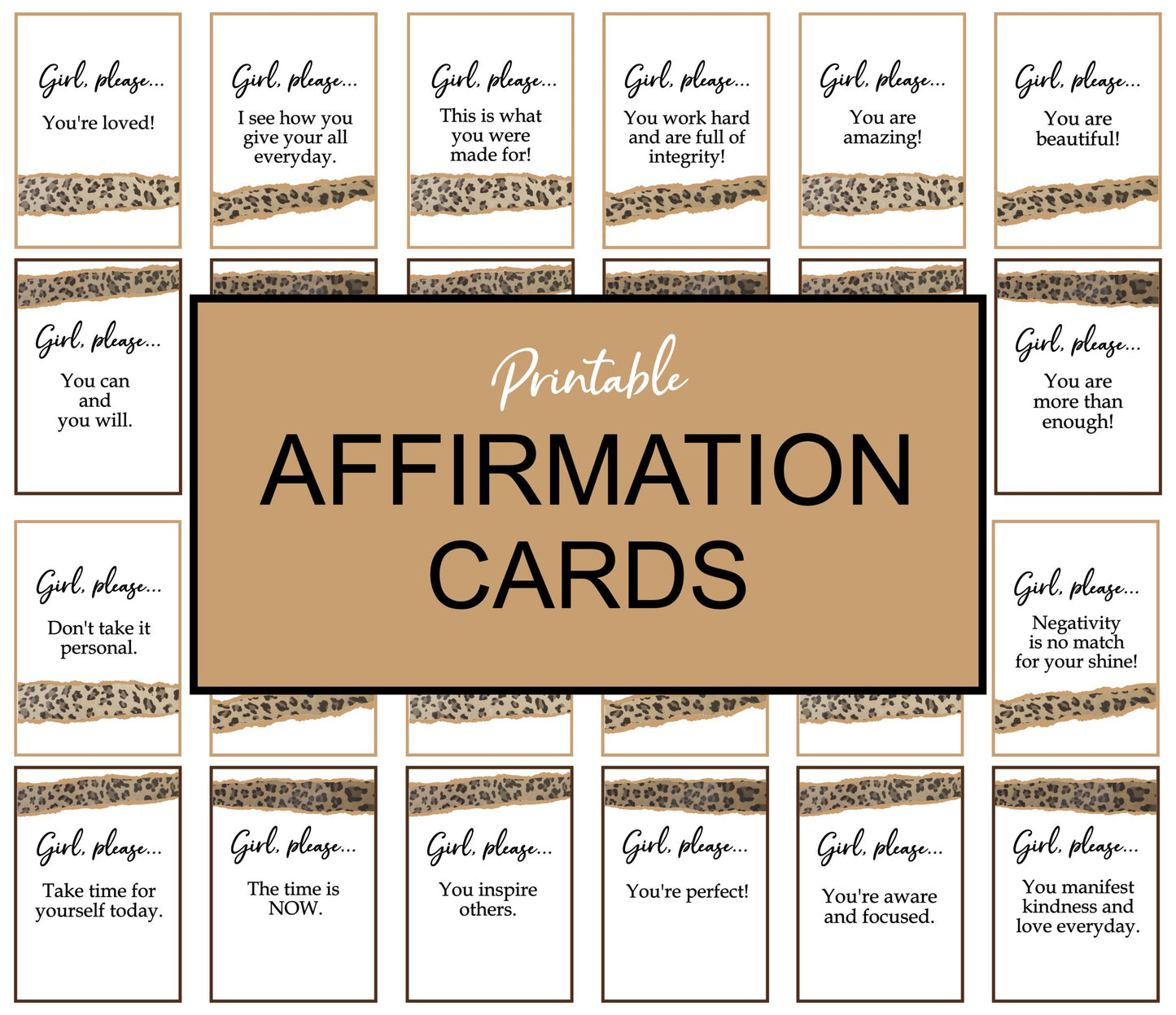 "Girl, Please..." Affirmation Cards - instant download
