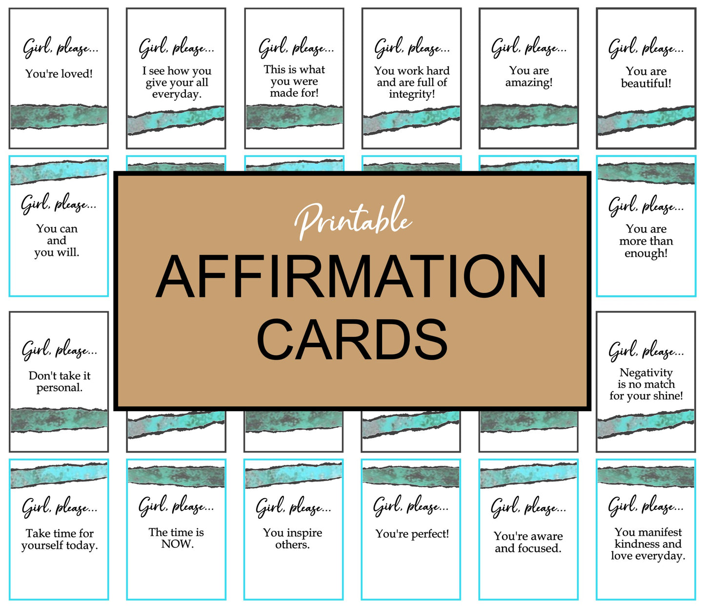 "Girl, Please..." Affirmation Cards - instant download