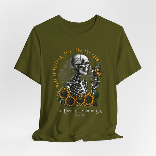Wake Up Sleeper, Rise from the Dead - Christian Floral Graphic Tee