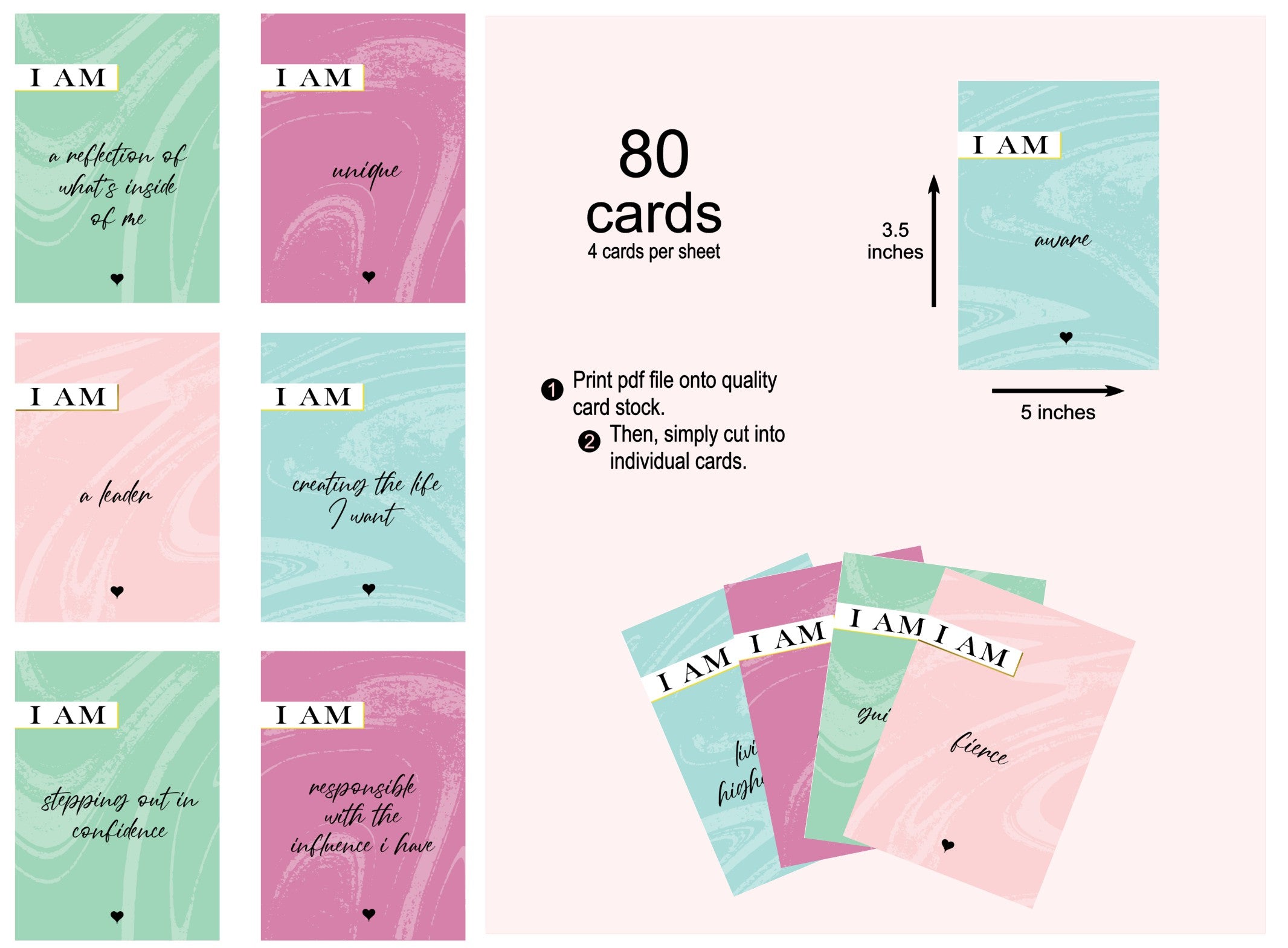 Affirmation Cards - instant download