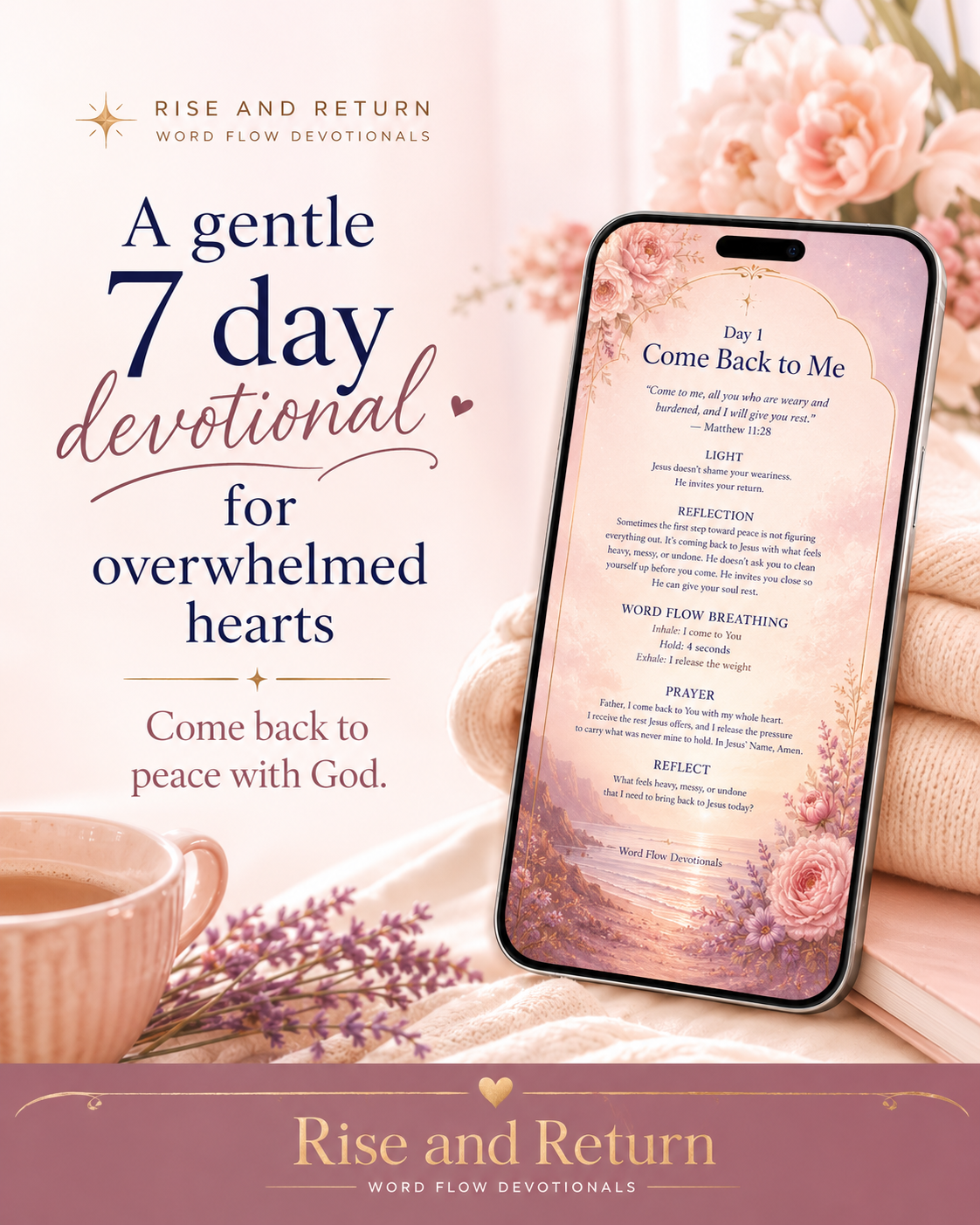 Rise and Return - Word Flow Breathing Devotional 7 Card Deck includes Free RENEWED E-book
