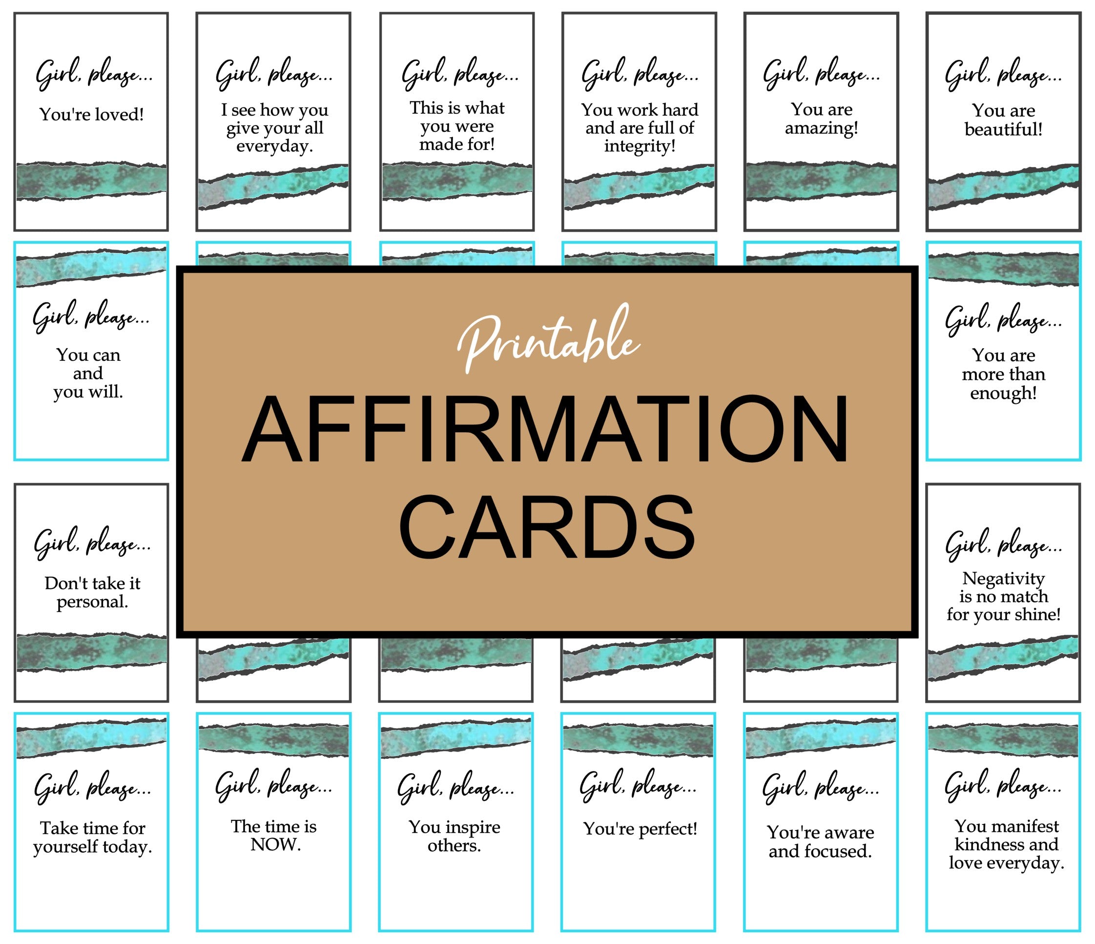 "Girl, Please..." Affirmation Cards - instant download