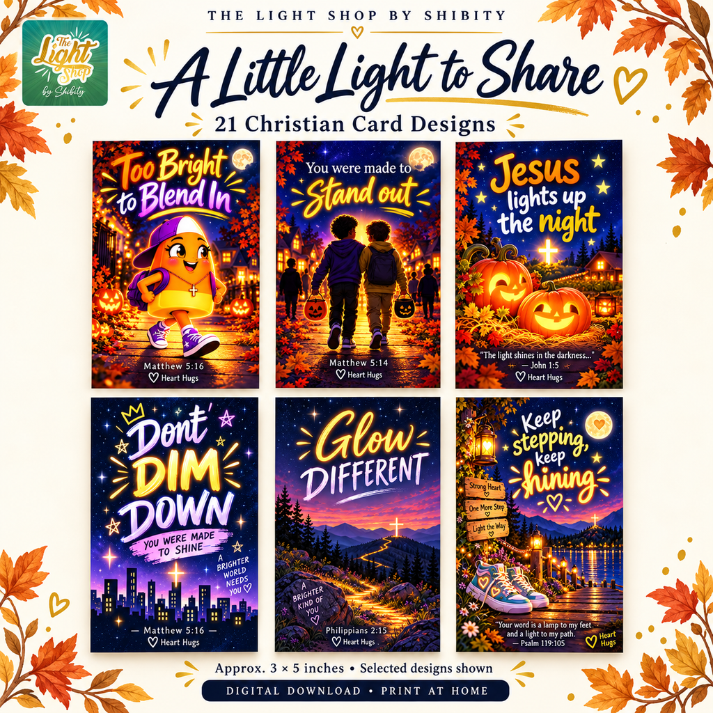 Halloween Light Heart Hugs Printable Cards and Bookmarks