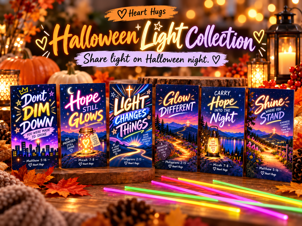 Halloween Light Heart Hugs Printable Cards and Bookmarks