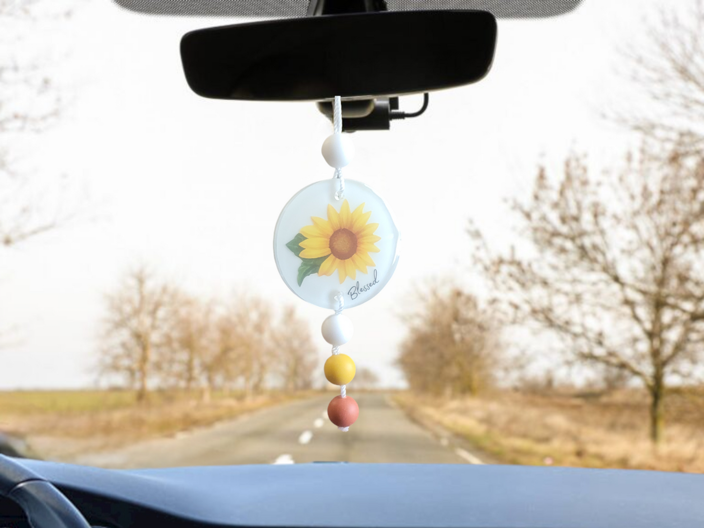 Sunflower Car Charm, Rearview mirror hanger