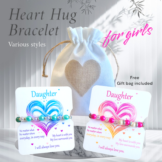 Daughter's Heart Hug Bracelet - Pocket Hugs, encouragement, various options